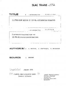 ! ELECTRON-BEAM WELDING OF 500~MHz ... - SLAC