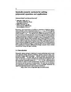 1 Symbolic-numeric methods for solving polynomial equations and