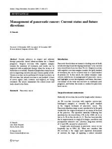 123 Management of pancreatic cancer: Current status ... - Springer Link