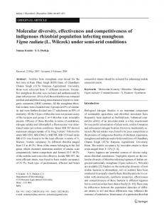 123 Molecular diversity, effectiveness and ... - Springer Link