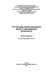 13th international conference on salt lake research