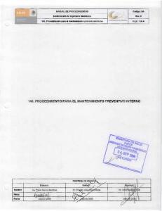 146. Procedimiento para el mantenimiento preventivo interno