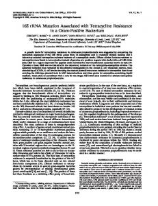 16S rRNA Mutation Associated with Tetracycline Resistance in a Gram ...