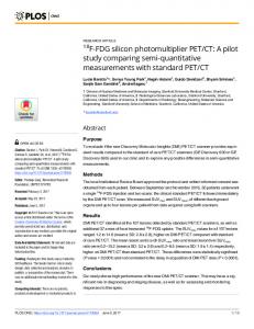 18F-FDG silicon photomultiplier PET/CT: A pilot study ... - PLOS