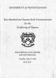 1982 Commencement Program, University Archives, University of ...