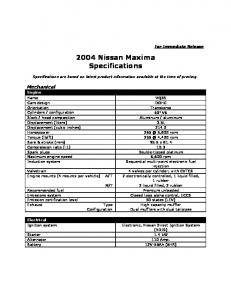 2004 Nissan Maxima Specifications