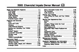 2005 Chevrolet Impala Owners Manual