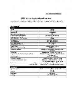 2009 Nissan Maxima Specifications