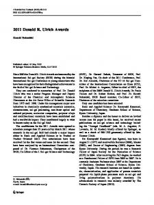 2011 Donald R. Ulrich Awards - Springer Link