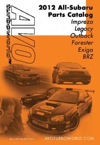 2012 All-Subaru Parts Catalog Impreza Legacy Outback ... - AVo