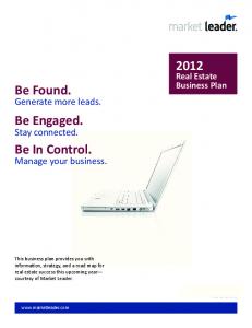 2012 Business Plan - Market Leader