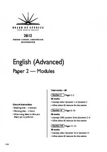 2012 HSC Examination - English Advanced Paper 2