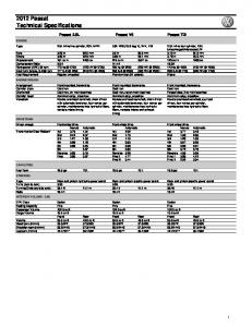 2012 Passat Technical Specifications