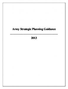 2013 Army Strategic Planning Guidance