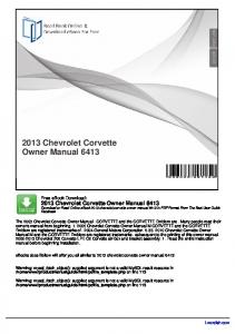 2013 Chevrolet Corvette Owner Manual