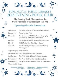 2013 eVENING Book Club - Burlington Public Library
