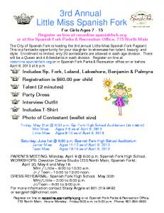 2013 Little Miss Spanish Fork Pageant