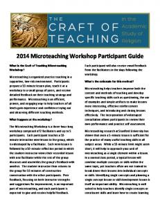 2014 Microteaching Workshop Participant Guide