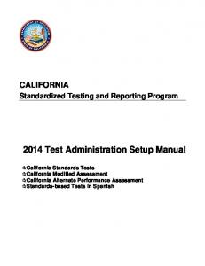 2014 STAR Test Administration Setup Manual