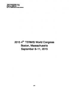 2015 4th TERMIS World CongressBoston ...