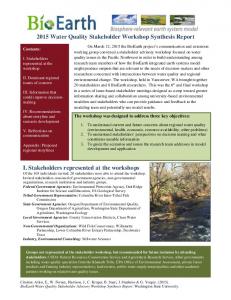 2015 Water Quality Stakeholder Workshop Synthesis ... - BioEarth