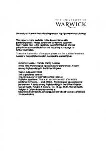 273Kb - Warwick WRAP - University of Warwick