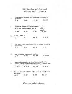 2807 Shoreline Math Olympiad