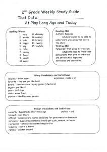 2nd Grade Weekly S'rudy Guide