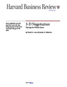 3D Negotiation: Playing the Whole Game