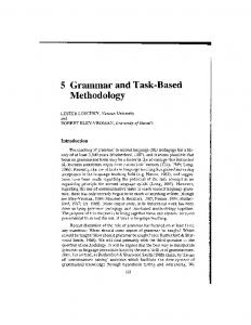 5 Grammar and Task-Based Methodology