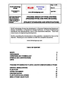 610. Engineering Standards for Design of Piping System Specification