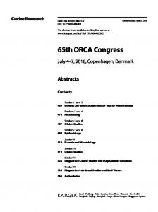 65th ORCA Congress - Karger Publishers