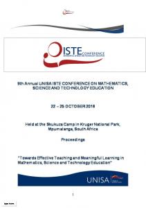 9th Annual UNISA ISTE CONFERENCE ON