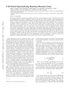 A 3D Printed Superconducting Aluminium Microwave Cavity