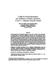 A Basis for Formal Speci cation and Veri cation of Generic ... - CiteSeerX