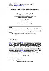 A Behavioural Model for Klop's Calculus - Dipartimento di Informatica