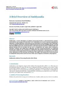 A Brief Overview of Amblyaudia