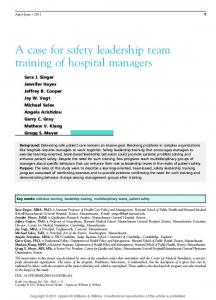 A case for safety leadership team training of hospital ... - CiteSeerX