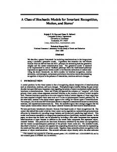 A Class of Stochastic Models for Invariant Recognition ... - CiteSeerX