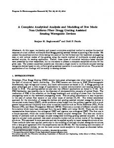 A Complete Analytical Analysis and Modeling of Few ... - PIER Journals