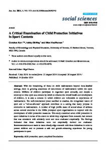 A Critical Examination of Child Protection Initiatives in Sport ... - MDPI