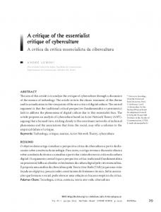 A critique of the essentialist critique of cyberculture