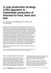 A crop production ecology (CPE) approach to ... - SAGE Journals