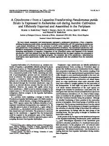 A Cytochrome c from a Lupanine-Transforming Pseudomonas putida ...