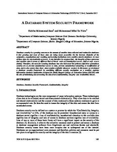 A DATABASE SYSTEM SECURITY FRAMEWORK