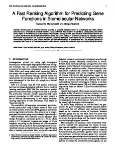 A Fast Ranking Algorithm for Predicting Gene Functions in ... - CiteSeerX