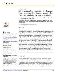 A fatty acid analogue targeting mitochondria exerts a plasma ... - PLOS