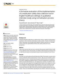 A formative evaluation of the implementation of a medication ... - PLOS