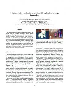 A framework for visual saliency detection with applications to image ...