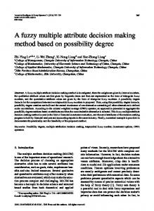 A fuzzy multiple attribute decision making method based on possibility